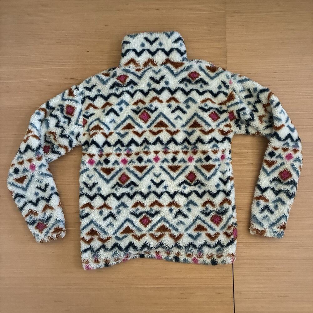 Eddie Bauer Women's Size XS 1/4 Zip Faux Fur Pullover Aztec Design Fuzzy Sweater - Picture 2 of 16